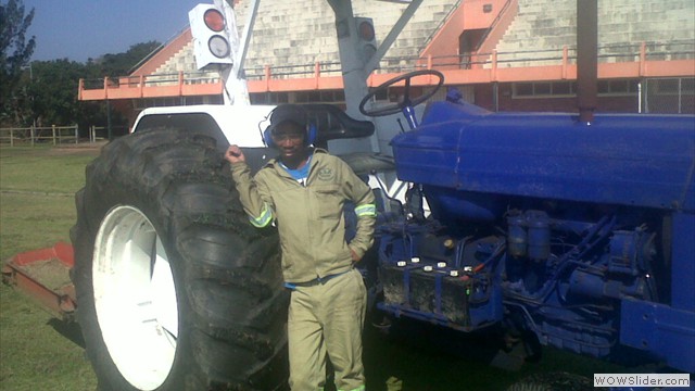 Tractor mowing